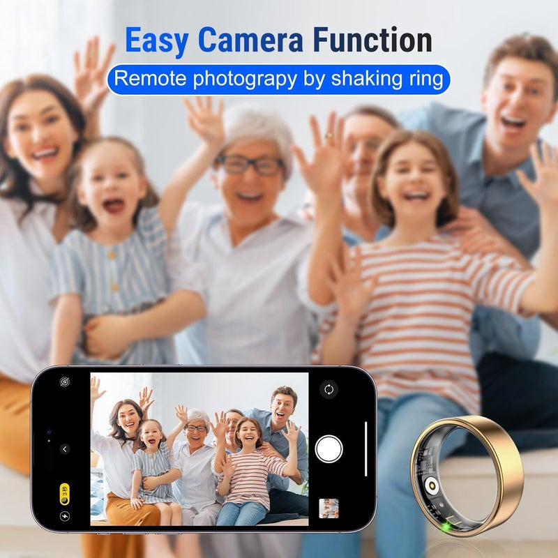 Weylmd Smart Ring Fitness Tracker for Women & Men, Heart Rate, Blood Oxygen, Blood Pressure, Sleep & Step Monitor, IP68 Waterproof Health Ring, Compatible with iPhone - Image 2